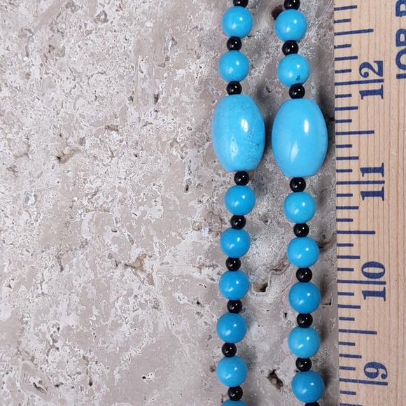 Southwestern Sterling Turquoise/Onyx Necklace - Picture 9 of 12